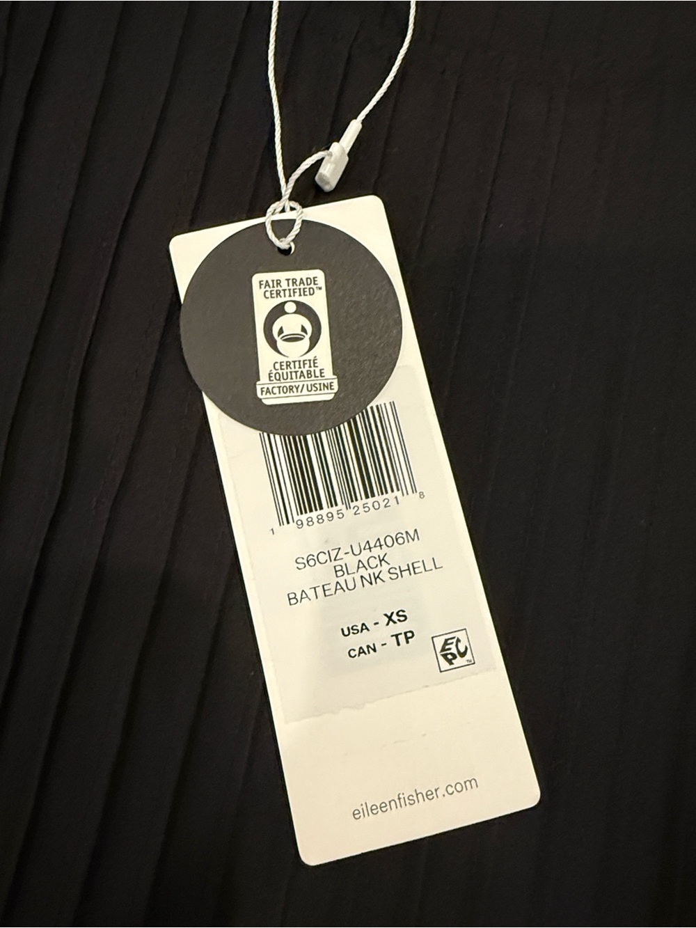 NWT EILEEN FISHER Pleated Silk Bateau Neck XS 100% silk current season $238 - Picture 9 of 9